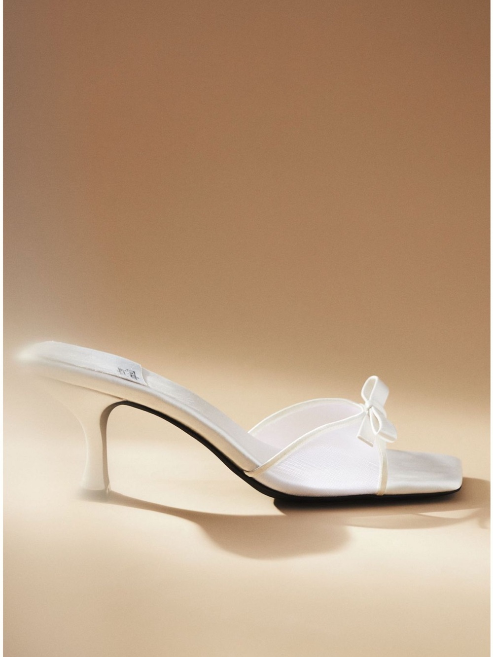 Jeffrey Campbell Ivory Satin Bow Slide Mules - Picture 2 of 7